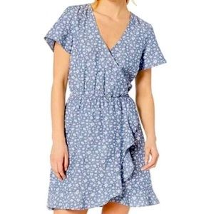 J.Crew Mercantile Floral Chambray Faux Wrap Dress Size XS
